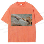 Unisex The Creation of Cat Printed Washed Tee