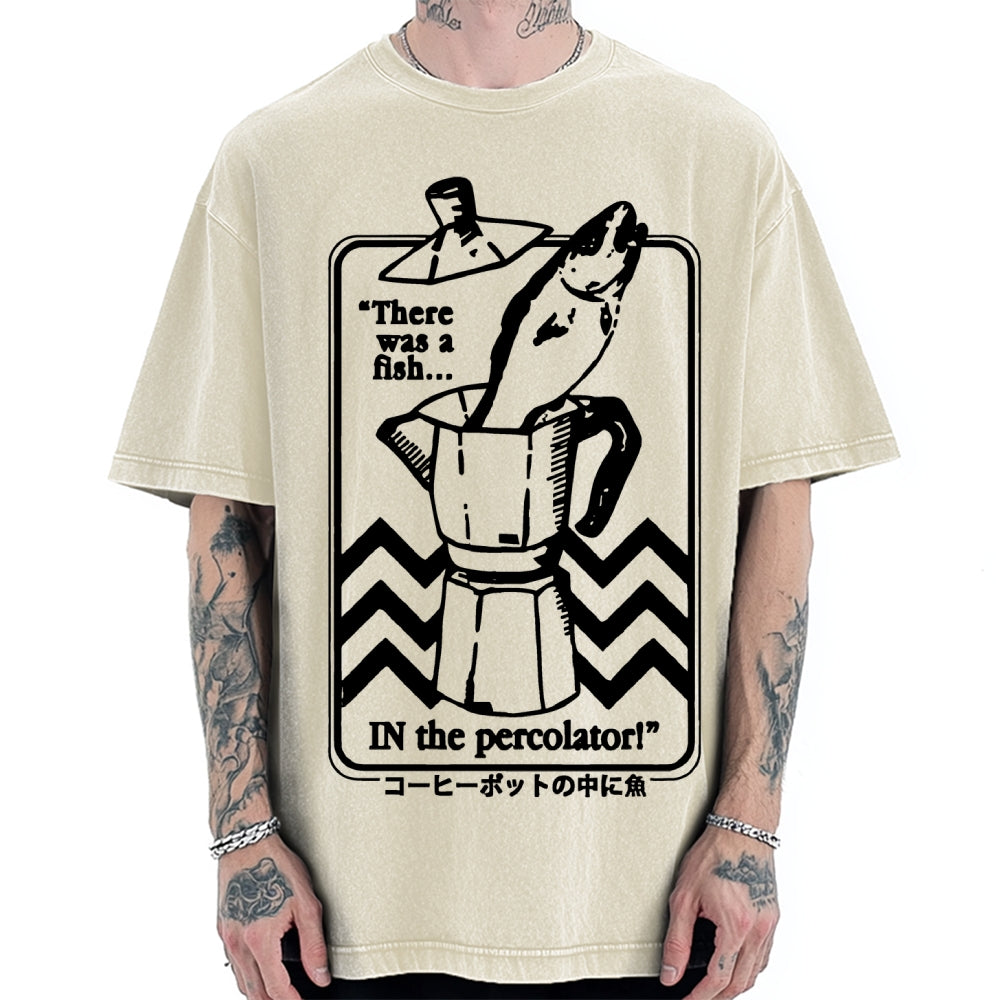 Fish In The Coffee Machine Vintage Washed T-shirt