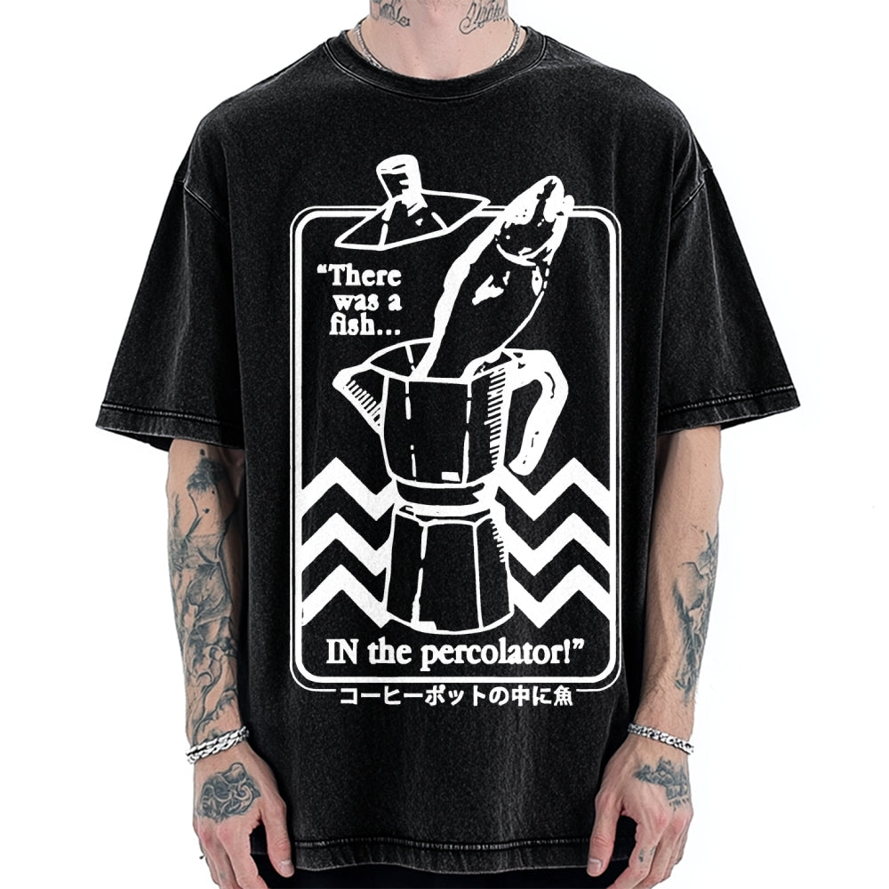 Fish In The Coffee Machine Vintage Washed T-shirt