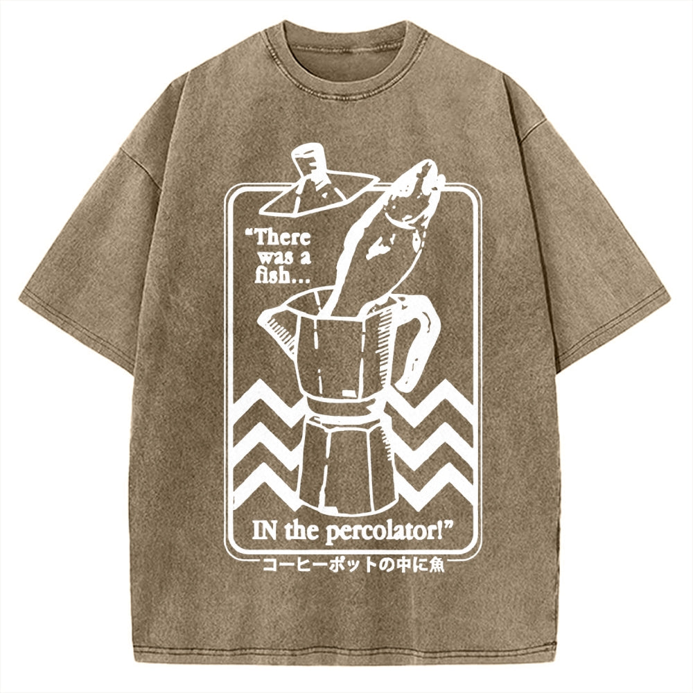 Fish In The Coffee Machine Vintage Washed T-shirt