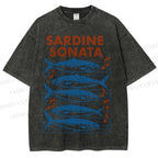 Unisex Sardines Sheet Music Printed Washed Tee