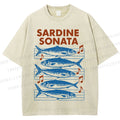 Unisex Sardines Sheet Music Printed Washed Tee