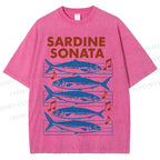 Unisex Sardines Sheet Music Printed Washed Tee