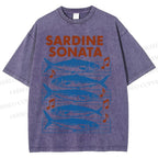 Unisex Sardines Sheet Music Printed Washed Tee