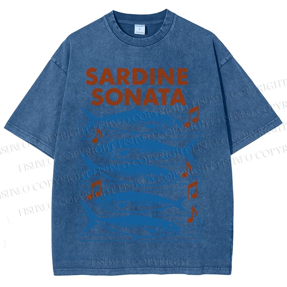Unisex Sardines Sheet Music Printed Washed Tee
