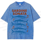 Unisex Sardines Sheet Music Printed Washed Tee