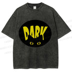 Unisex Dark Cat Printed Washed Tee