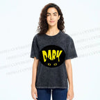 Unisex Dark Cat Printed Washed Tee