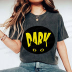Unisex Dark Cat Printed Washed Tee