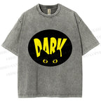 Unisex Dark Cat Printed Washed Tee