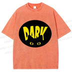 Unisex Dark Cat Printed Washed Tee