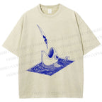 Unisex Jump Into Fish Printed Washed Tee