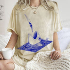 Unisex Jump Into Fish Printed Washed Tee