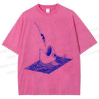 Unisex Jump Into Fish Printed Washed Tee