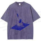 Unisex Jump Into Fish Printed Washed Tee