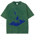 Unisex Jump Into Fish Printed Washed Tee