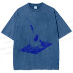 Unisex Jump Into Fish Printed Washed Tee