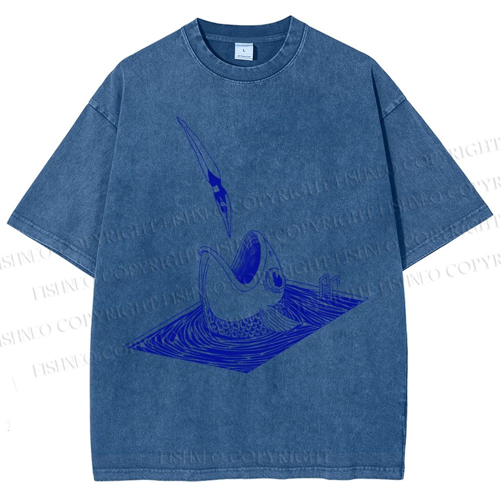 Unisex Jump Into Fish Printed Washed Tee