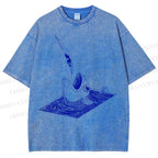 Unisex Jump Into Fish Printed Washed Tee