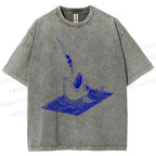 Unisex Jump Into Fish Printed Washed Tee