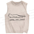 Unisex Funny Cat Nope Not Today Printed Washed Tank Top