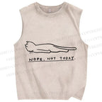 Unisex Funny Cat Nope Not Today Printed Washed Tank Top