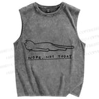 Unisex Funny Cat Nope Not Today Printed Washed Tank Top