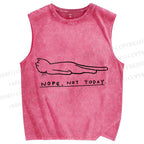 Unisex Funny Cat Nope Not Today Printed Washed Tank Top