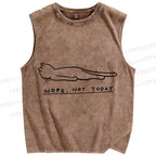 Unisex Funny Cat Nope Not Today Printed Washed Tank Top