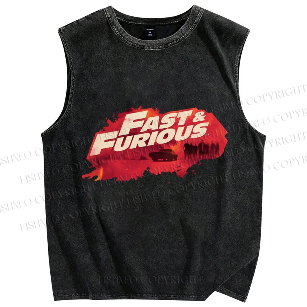Unisex Fast & Furious Printed Washed Tank Top