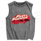 Unisex Fast & Furious Printed Washed Tank Top