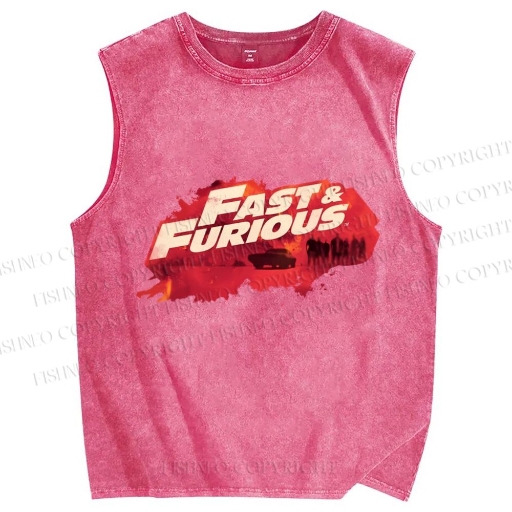 Unisex Fast & Furious Printed Washed Tank Top