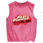 Unisex Fast & Furious Printed Washed Tank Top