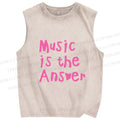 Unisex Music Is the Answer Printed Washed Tank Top