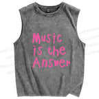 Unisex Music Is the Answer Printed Washed Tank Top