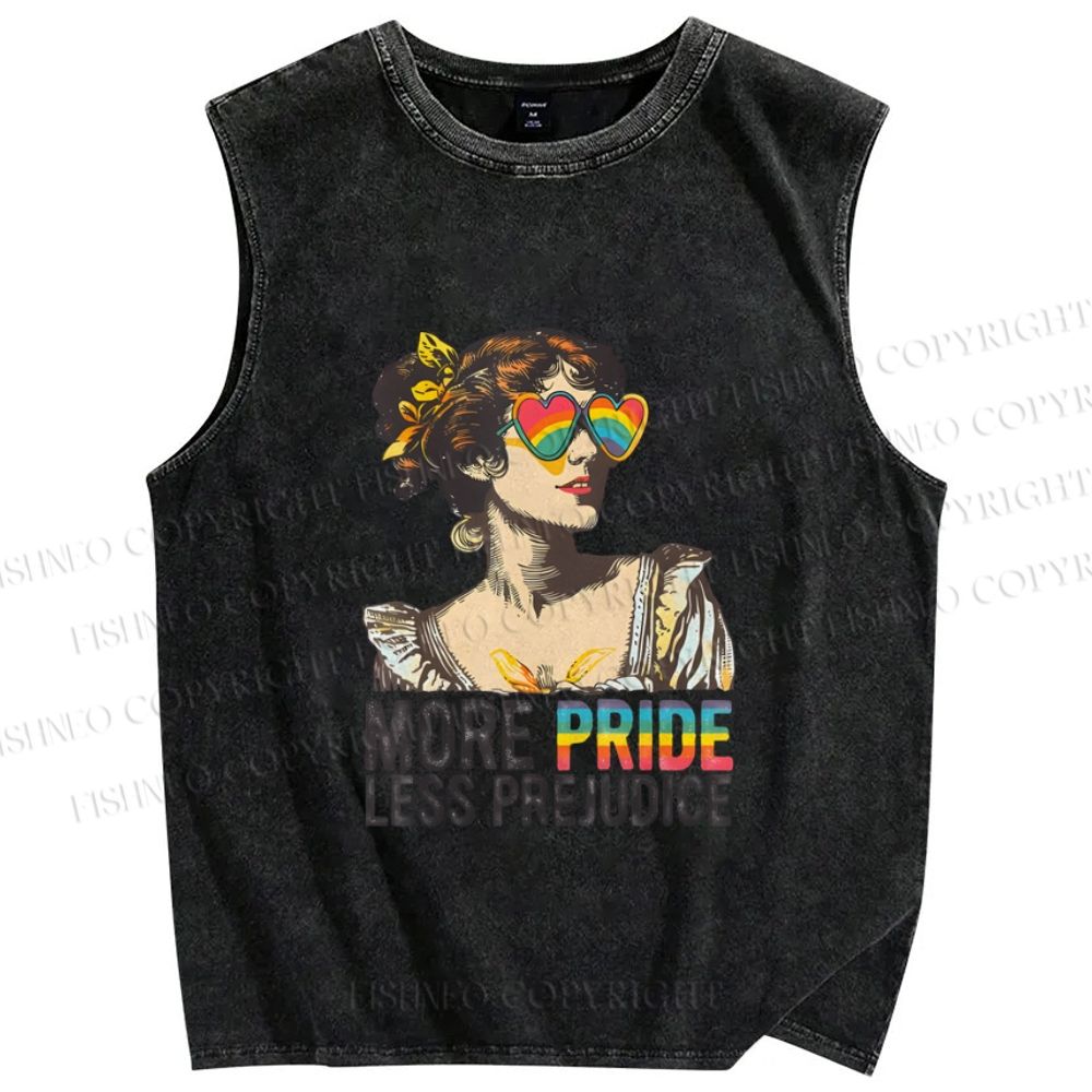 Unisex More Pride Less Prejudice Printed Washed Tank Top