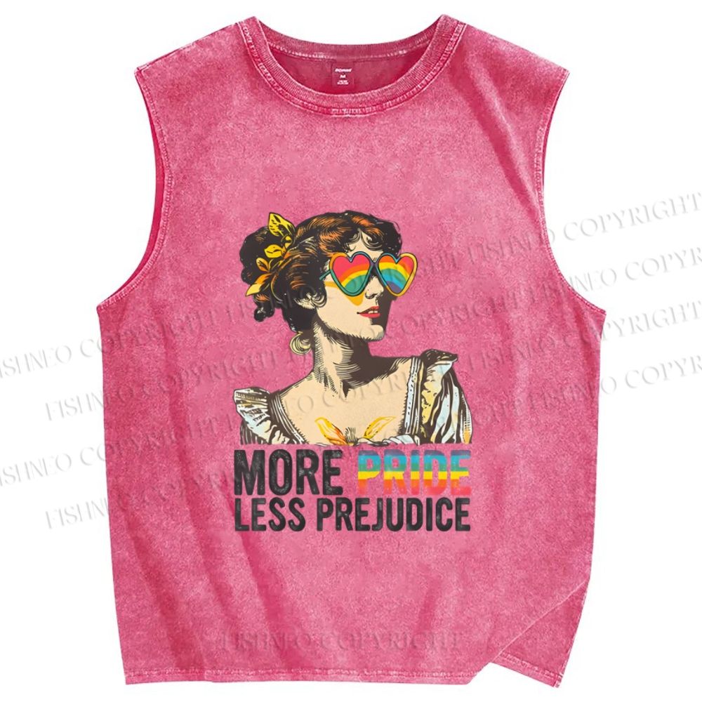 Unisex More Pride Less Prejudice Printed Washed Tank Top