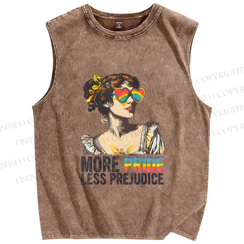 Unisex More Pride Less Prejudice Printed Washed Tank Top