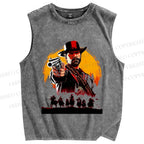 Unisex Red Dead Redemption Printed Washed Tank Top