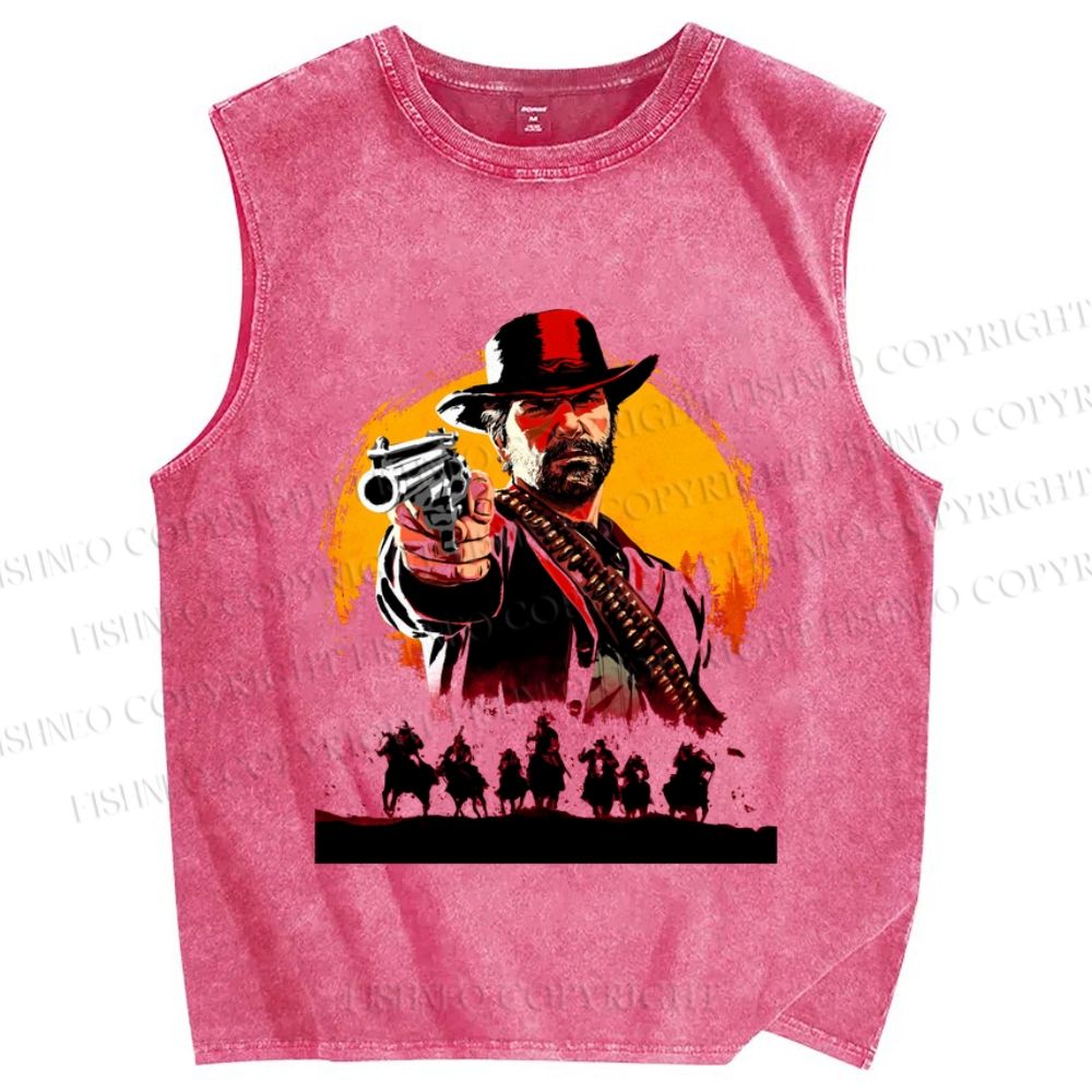 Unisex Red Dead Redemption Printed Washed Tank Top