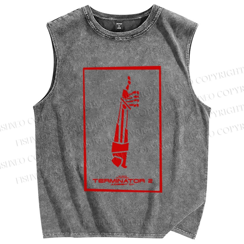 Unisex Terminator Printed Washed Tank Top
