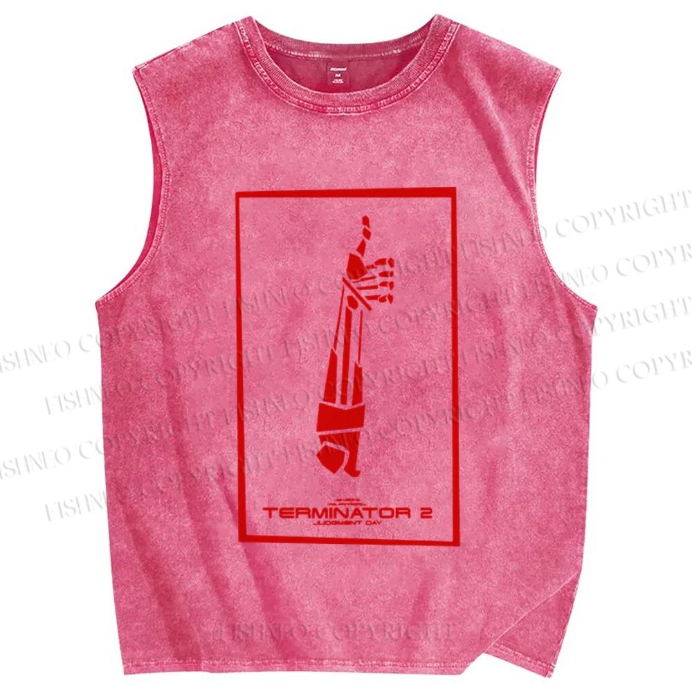 Unisex Terminator Printed Washed Tank Top