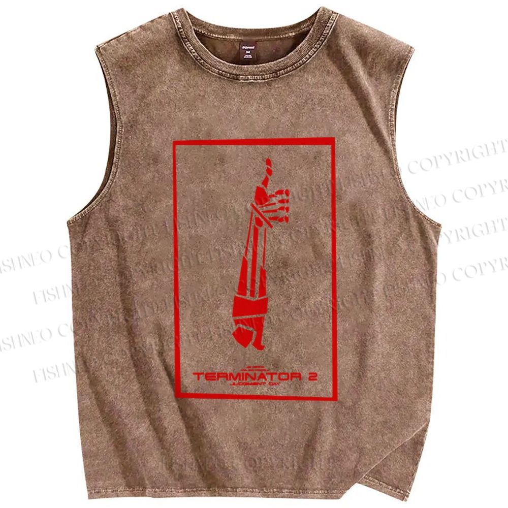 Unisex Terminator Printed Washed Tank Top