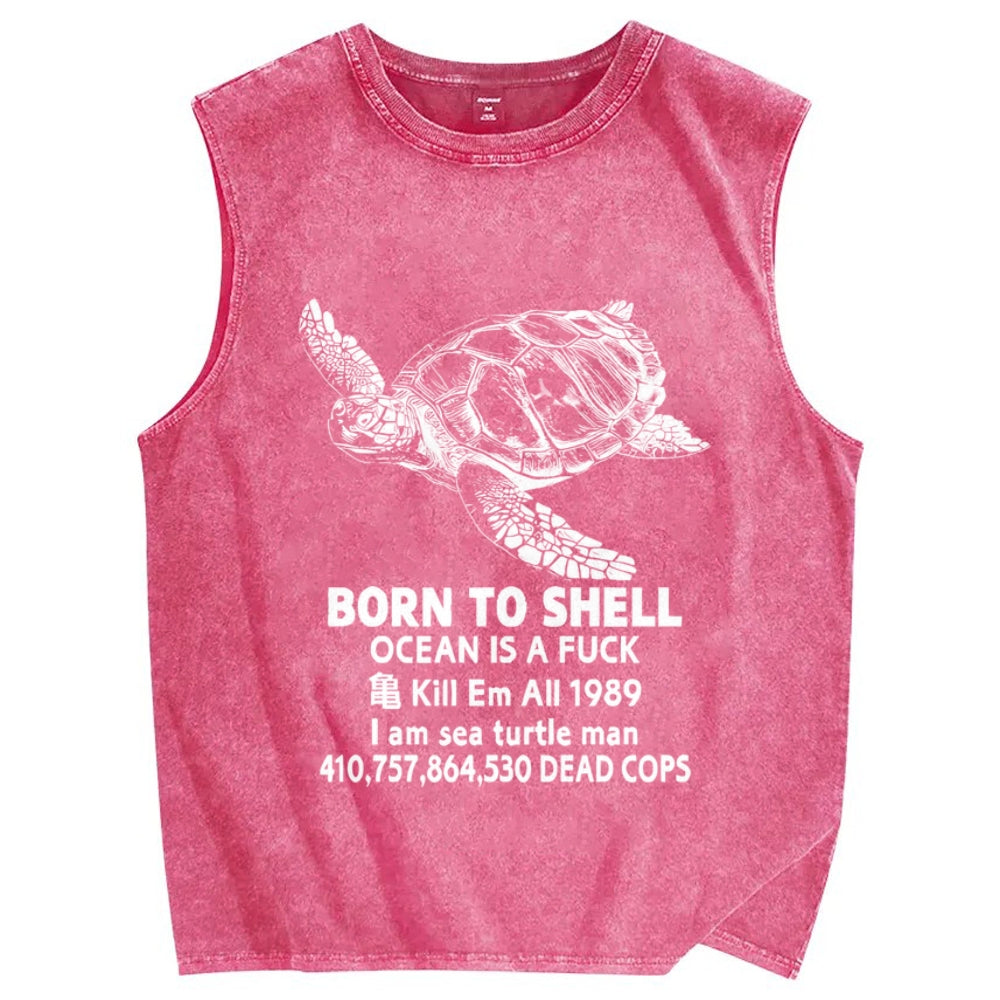 Born To Shell Vintage Distressed Washed Tank Top