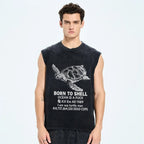 Unisex Born To Shell Printed Washed Tank Top