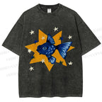 Unisex Star Fish Printed Washed Tee