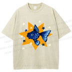 Unisex Star Fish Printed Washed Tee