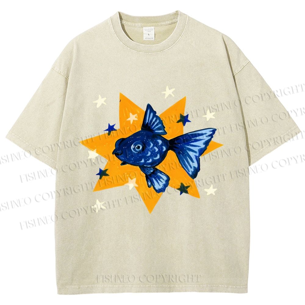 Unisex Star Fish Printed Washed Tee