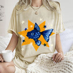 Unisex Star Fish Printed Washed Tee