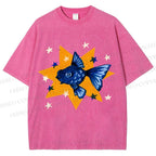 Unisex Star Fish Printed Washed Tee